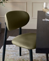 Ryann olive green leather dining chair