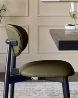 Ryann olive green leather dining chair