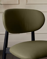 Ryann olive green leather dining chair