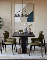 Ryann olive green leather dining chair