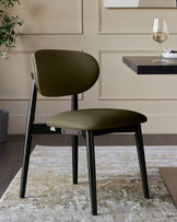 Ryann olive green leather dining chair