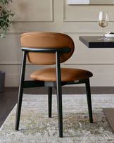 Ryann tan leather dining chair