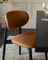Ryann tan leather dining chair