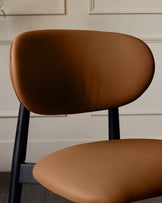 Ryann tan leather dining chair