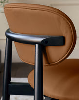 Ryann tan leather dining chair
