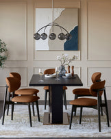 Ryann tan leather dining chair