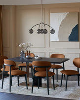 Ryann tan leather dining chair