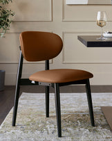 Ryann tan leather dining chair