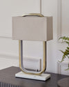 Sanza Brushed Brass Table Lamp with Natural Linen Shade