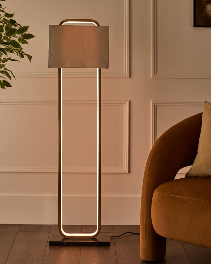 Sanza natural linen floor lamp