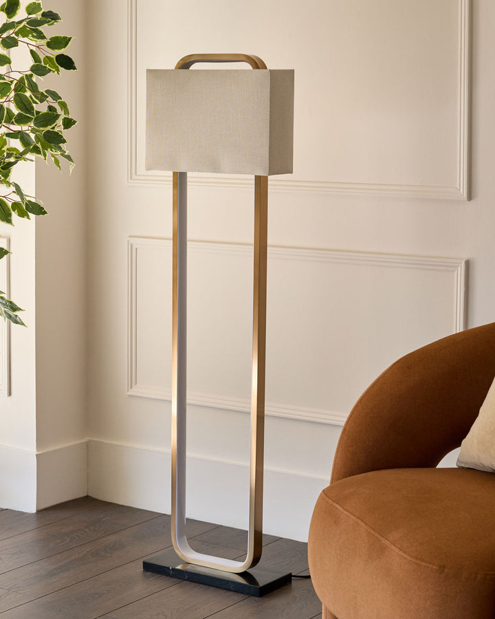 Sanza natural linen floor lamp