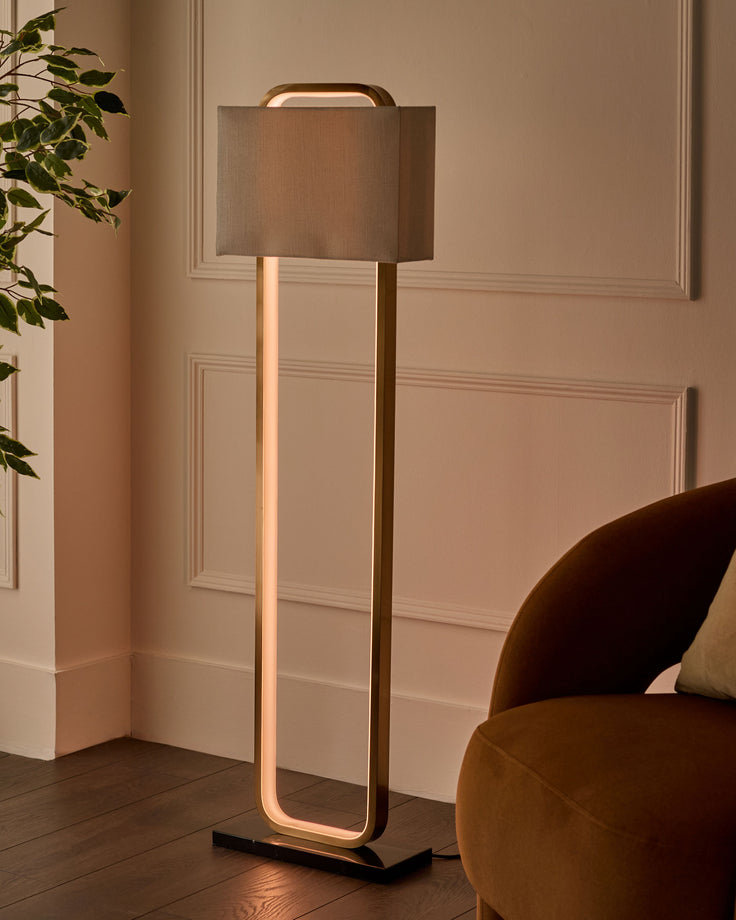 Sanza natural linen floor lamp