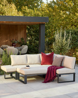 Savannah black garden large corner bench and coffee table set