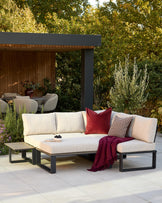 Savannah black garden large corner bench and coffee table set