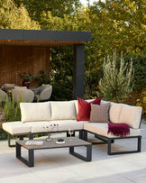 Savannah black garden large corner bench and coffee table set