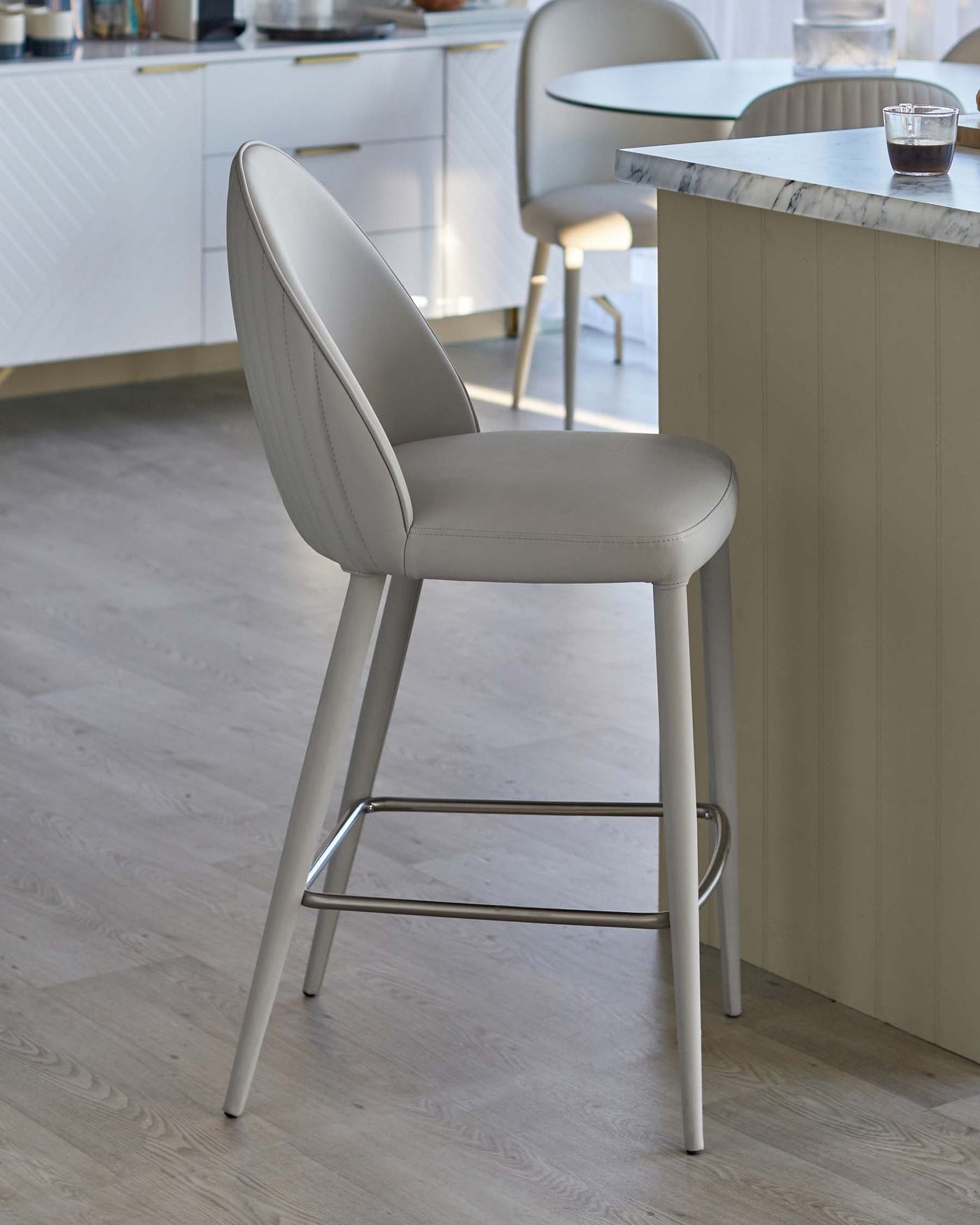 Saylor light grey faux leather bar stool