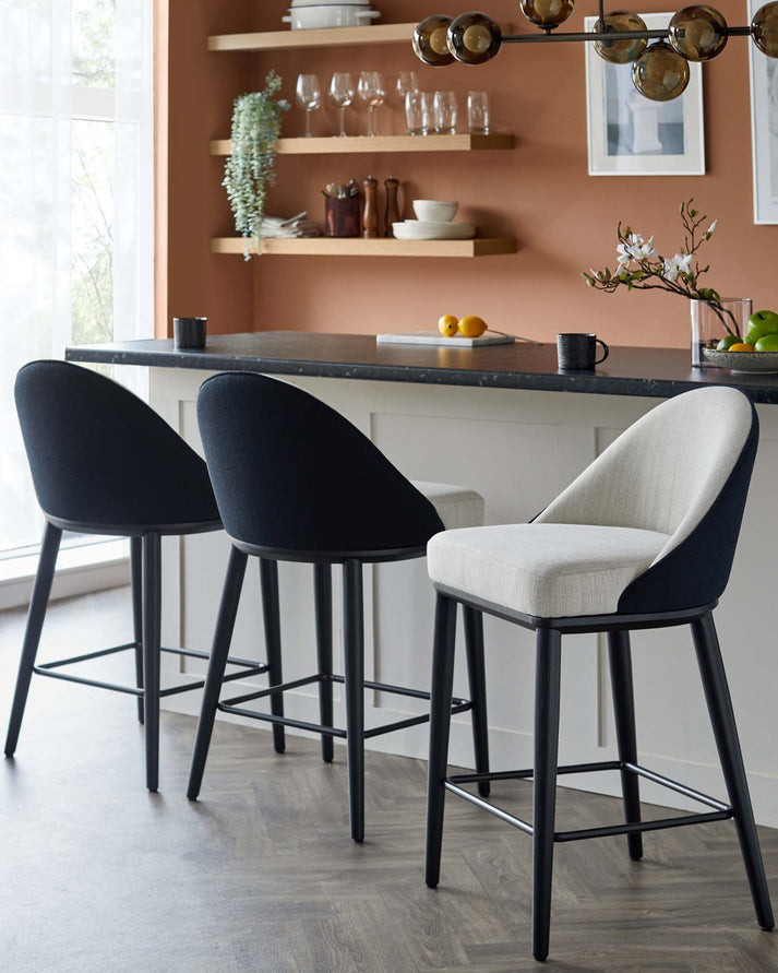 Scarlett black mixed material bar stool – Danetti