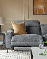 Serene blue grey chenille 3 seater recliner sofa
