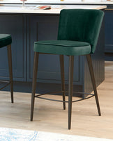 Serena Dark Green Velvet Bar Stool