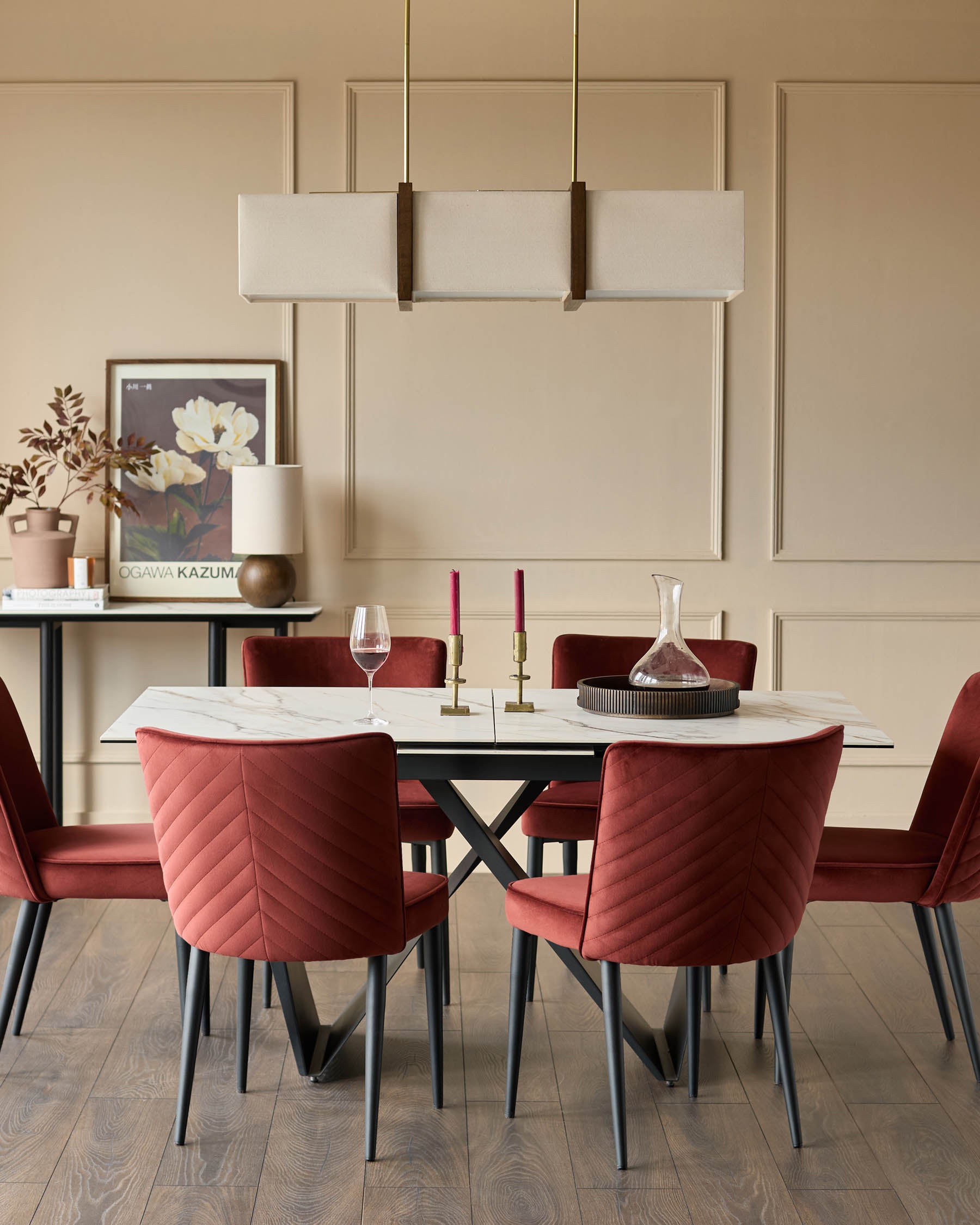 Serena toffee red velvet dining chair – Danetti