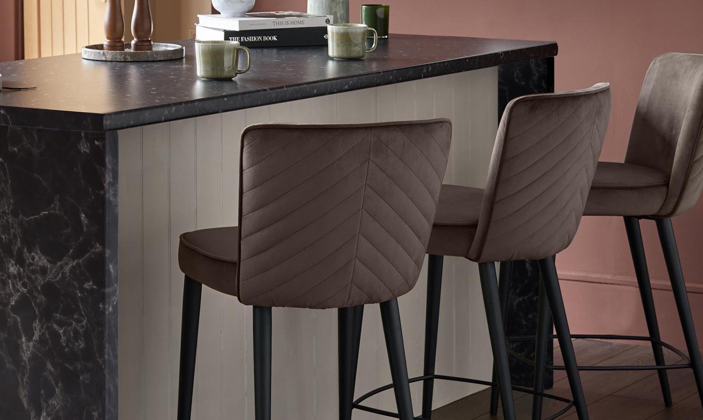 Serena mocha velvet bar stool