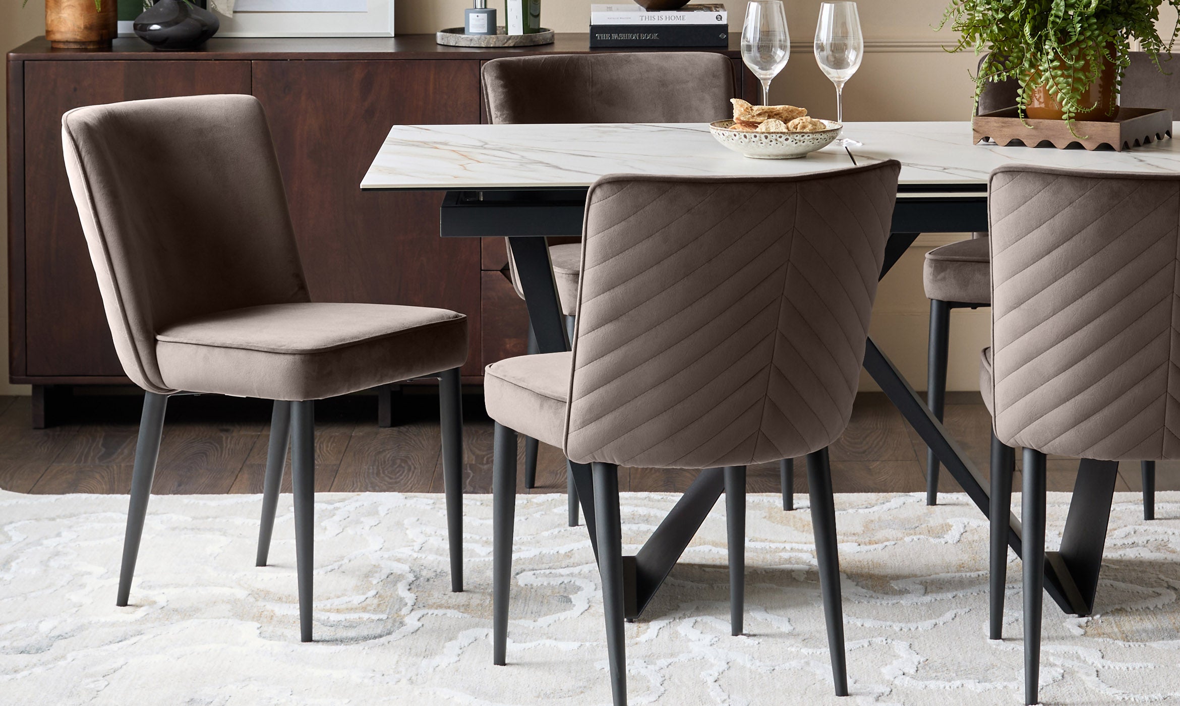Serena mocha velvet dining chair