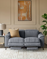 Serene blue grey chenille 2 seater recliner sofa