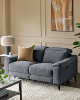 Serene blue grey chenille 2 seater recliner sofa