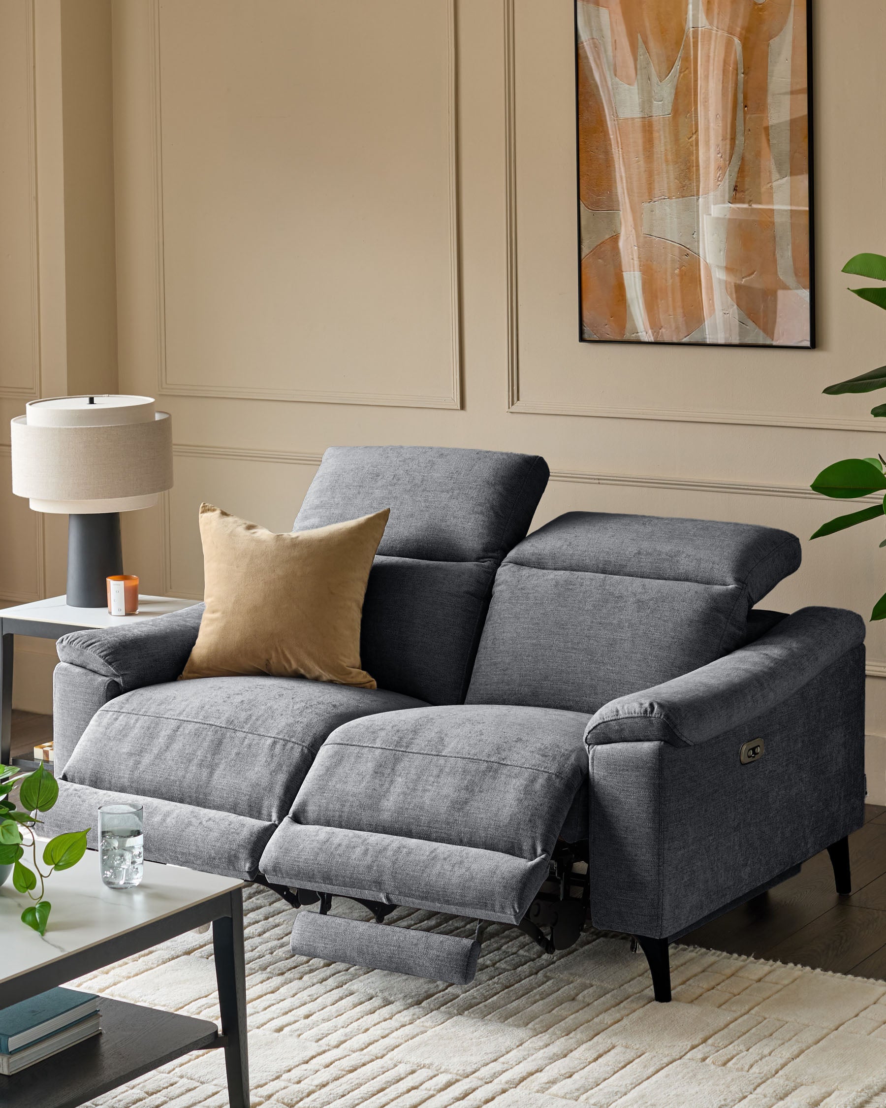 Serene blue grey chenille seater recliner sofa – Danetti