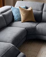 Serene blue grey chenille right hand corner chaise recliner sofa