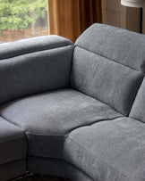 Serene blue grey chenille right hand corner chaise recliner sofa