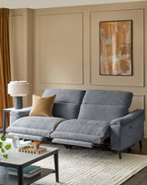 Serene blue grey chenille 3 seater recliner sofa