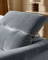 Serene blue grey fabric small right hand corner chaise recliner sofa