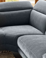 Serene blue grey fabric small right hand corner chaise recliner sofa