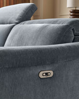 Serene blue grey fabric small right hand corner chaise recliner sofa