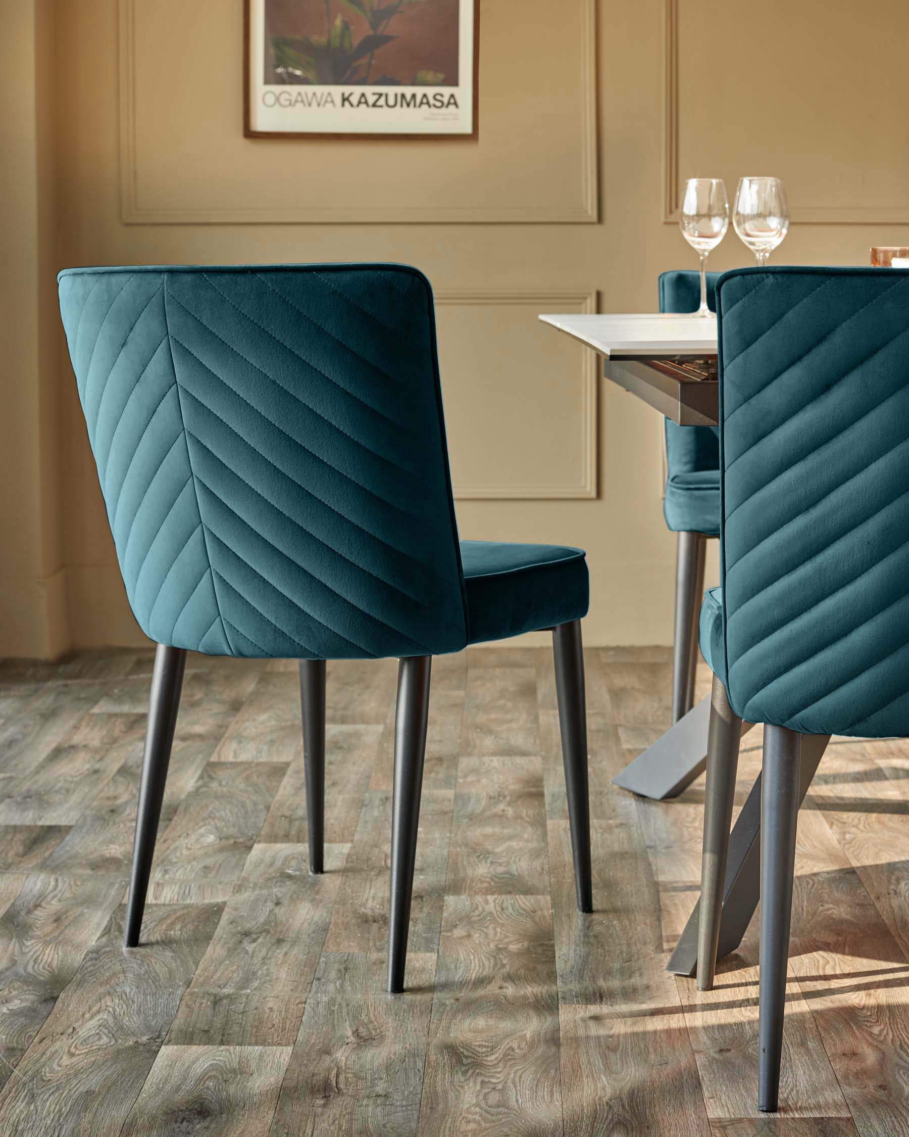Dining Chair High Back Blue Velvet Chair Serena Dark Teal Velvet