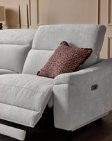 Serene light grey fabric small left hand corner chaise recliner sofa