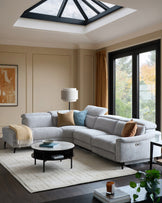 Serene Grey Fabric Recliner Left Corner Chaise Sofa