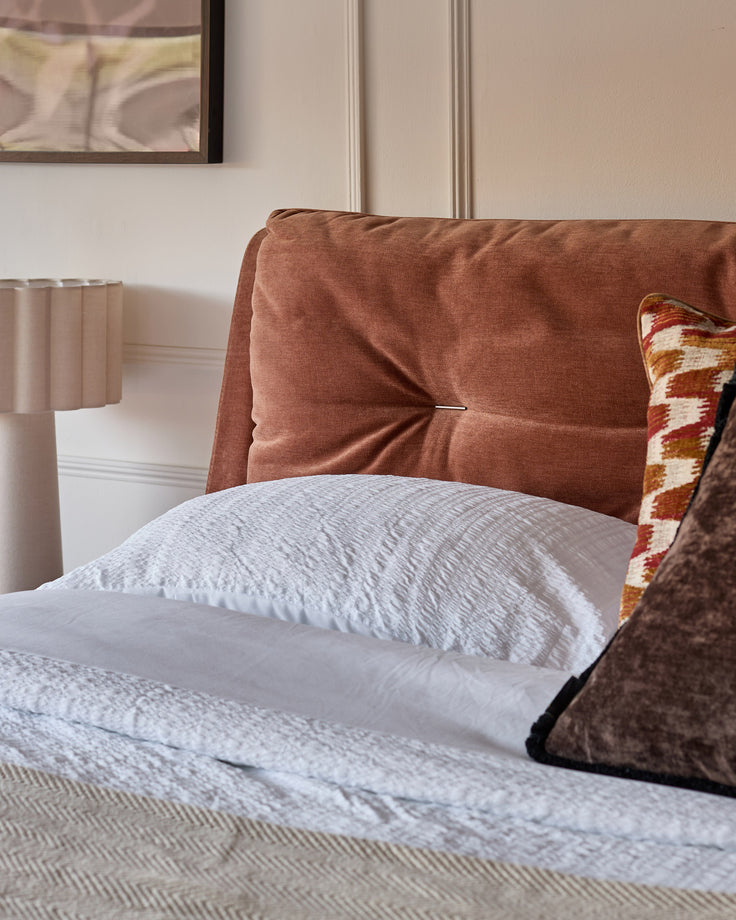 Siesta apricot chenille king size ottoman storage bed