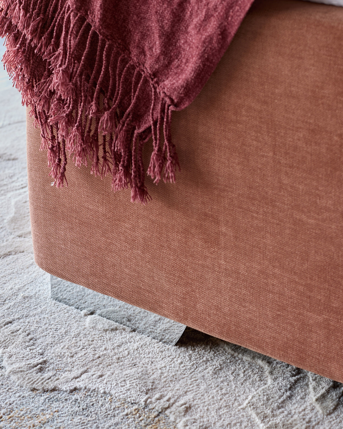 Siesta apricot chenille king size ottoman storage bed