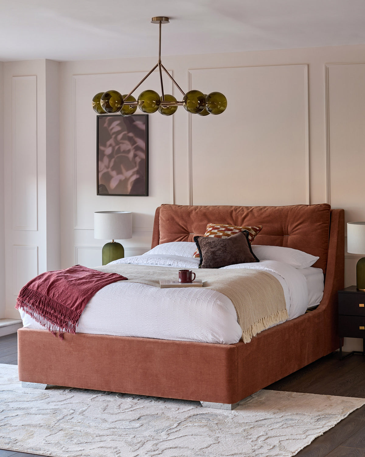 Siesta apricot chenille king size ottoman storage bed