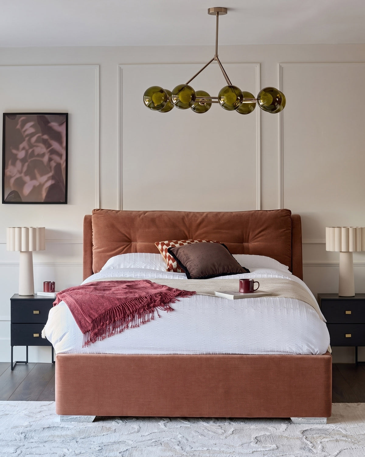 Siesta apricot chenille king size ottoman storage bed