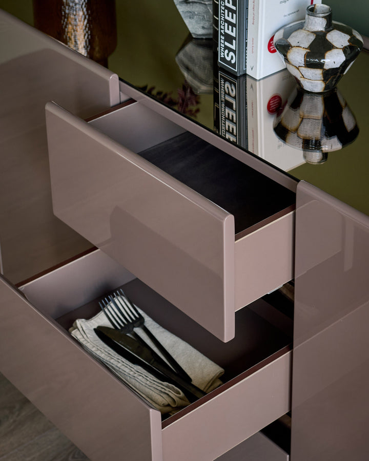 Siravo mocha gloss with bronze mirror sideboard