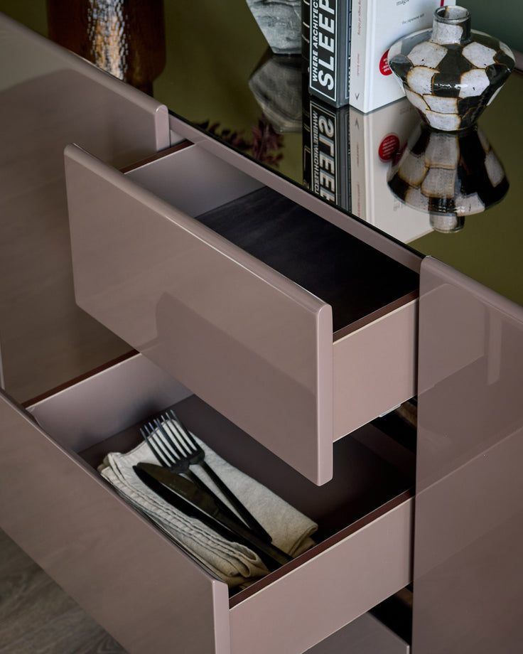 Siravo mocha gloss with bronze mirror sideboard