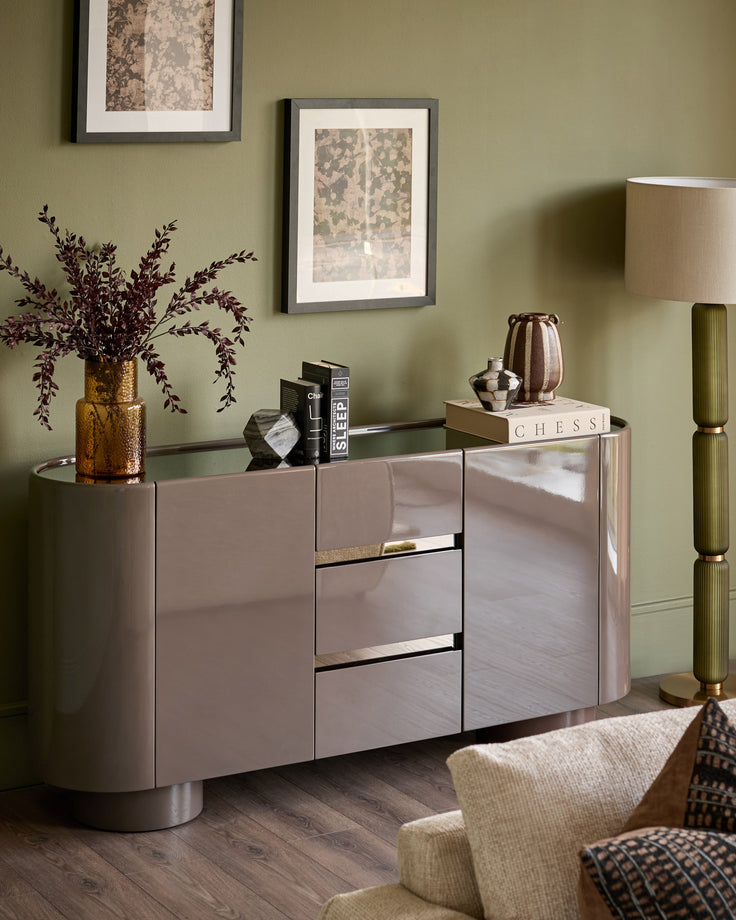 Siravo mocha gloss with bronze mirror sideboard