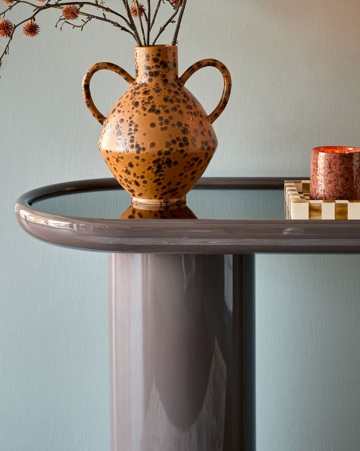 Siravo bronzed mirror with mocha gloss console table