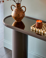 Siravo bronzed mirror with mocha gloss console table