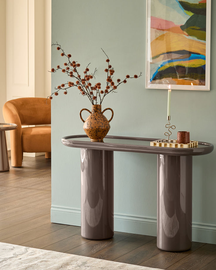 Siravo bronzed mirror with mocha gloss console table