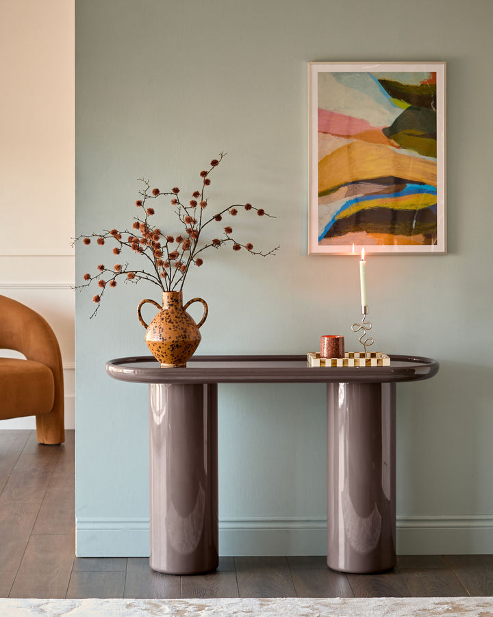 Siravo bronzed mirror with mocha gloss console table