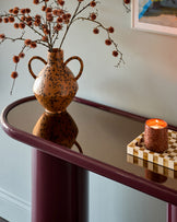 Siravo bronzed mirror with plum gloss console table